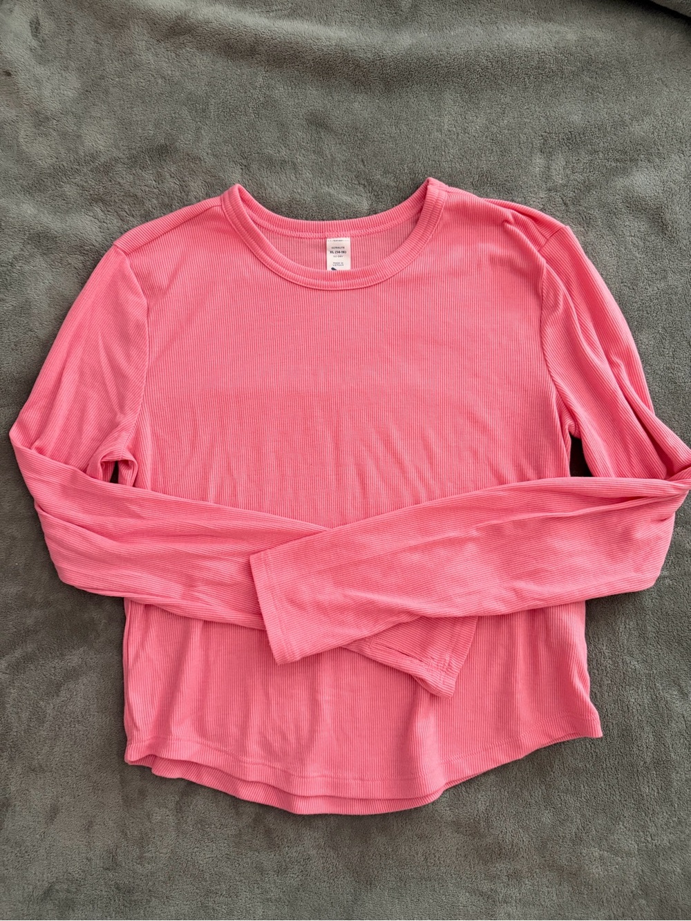 Old Navy Long Sleeve Ribbed Crewneck Top - Pink